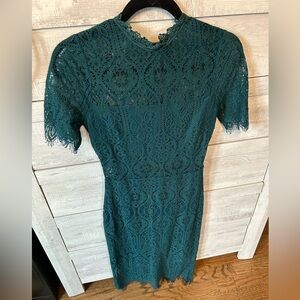 Lulus lace bodycon emerald green dress  XS